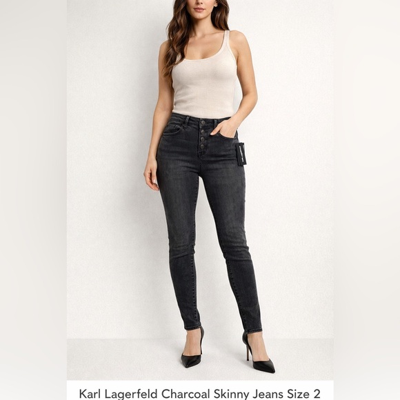 Karl Lagerfeld Denim - Karl Lagerfeld Charcoal Skinny Jeans Women’s Size 2 NWT Designer